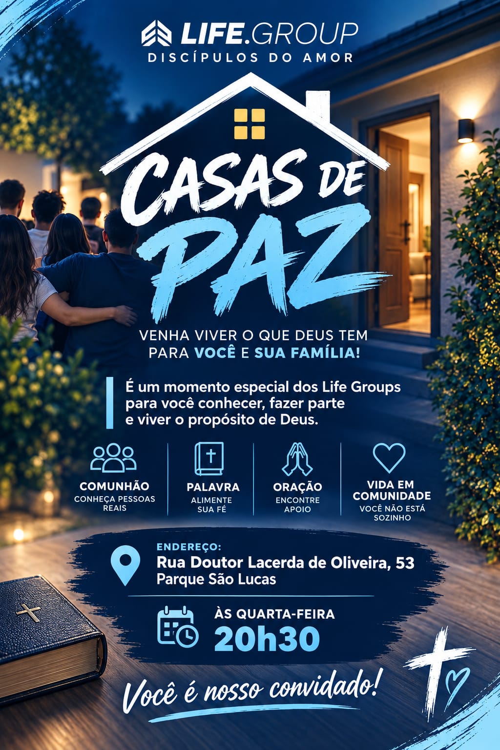 Convite ilustrado da Casa de Paz no Parque São Lucas